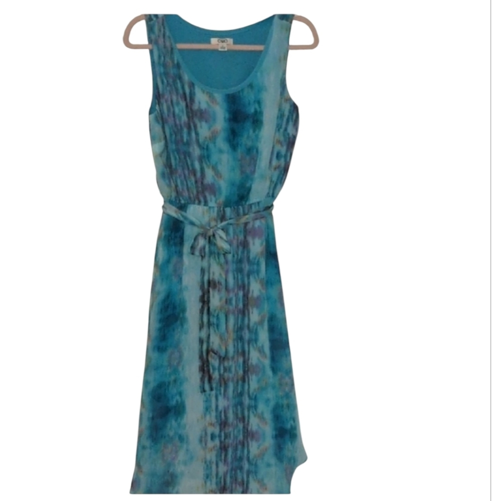 💲⬇️Cato Aqua Tie-Dye High Low Dress With Belt